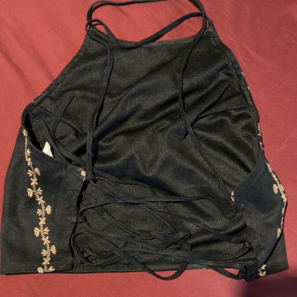 Suede black crop top - Picture 2 of 2